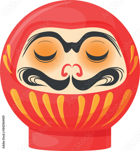 Traditional daruma toy cartoon icon. Red monk doll