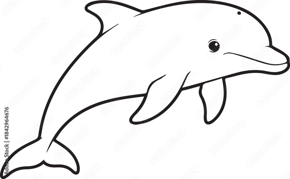Obraz premium Dolphin drawn with a smooth gentle aquatic style in simple minimal ocean line art one line art