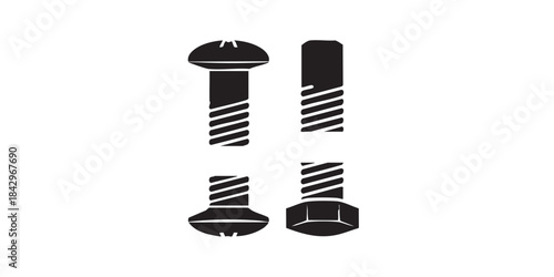 Two screws thin line icon, bolts concept. Vector graphics. Screws sign on white background, style icon mobile or web design.
