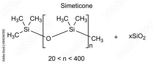 Simeticone, chemical structure of simeticone, drug substance