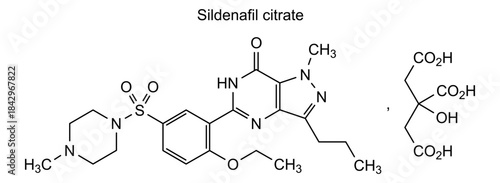 Sildenafil citrate, chemical structure of sildenafil citrate, drug substance