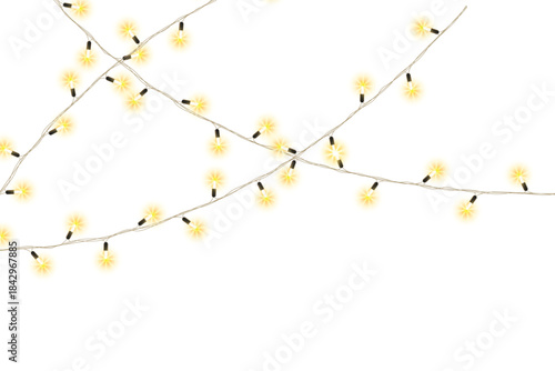 ✨ Realistic Glowing Yellow Christmas Lights on Transparent Background Vector for Festive Holiday and Party Decoration