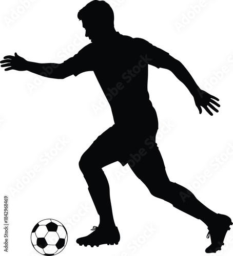 Soccer Player Dribbling Ball Silhouette