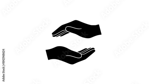 Helping hands service emblem black white icon