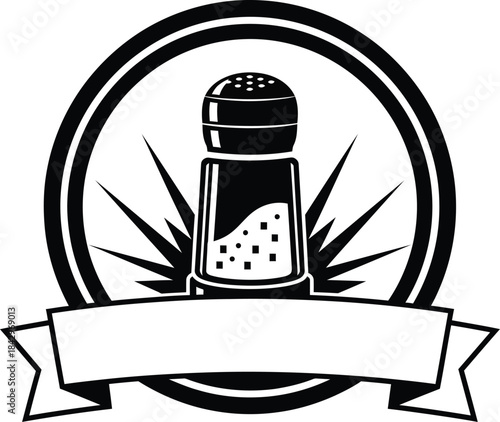 Vintage Salt Shaker Kitchen Emblem Vector