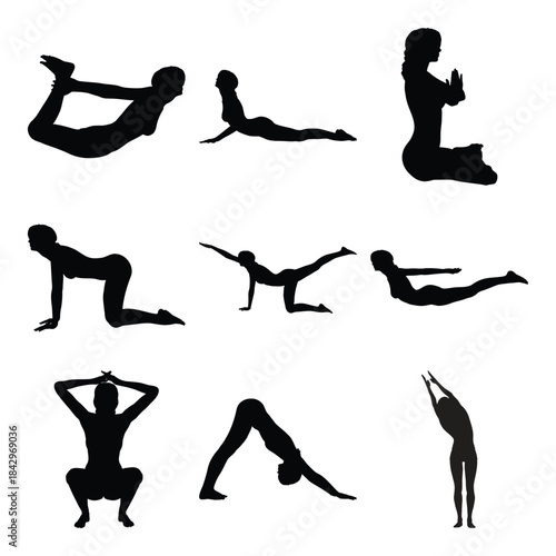 Flat design gymnast silhouette illustration