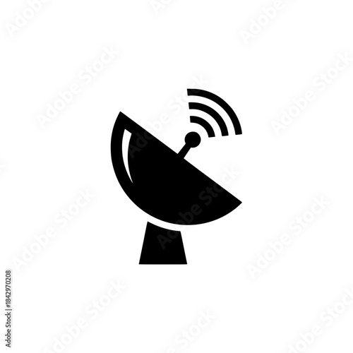Satellite Dish Antenna Icon, Communication, Broadcast, and Global Network