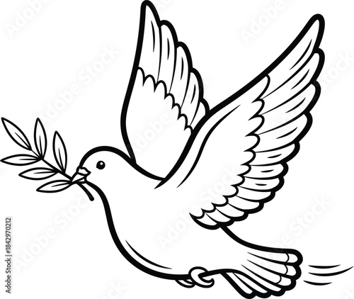 Peace Dove With Olive Branch Vector Illustration