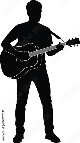 Guitar Player Musician Silhouette Vector Illustration
