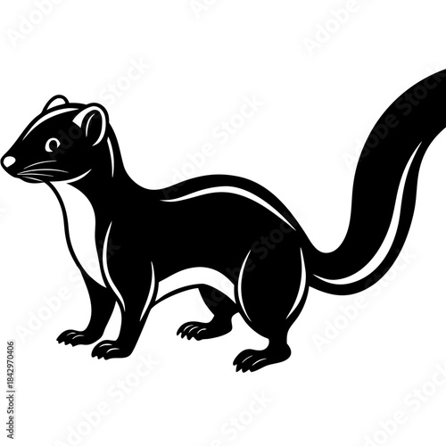 Dwarf Mongoose Silhouette Vector Illustration on White Background