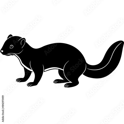 Dwarf Mongoose Silhouette Vector Illustration on White Background