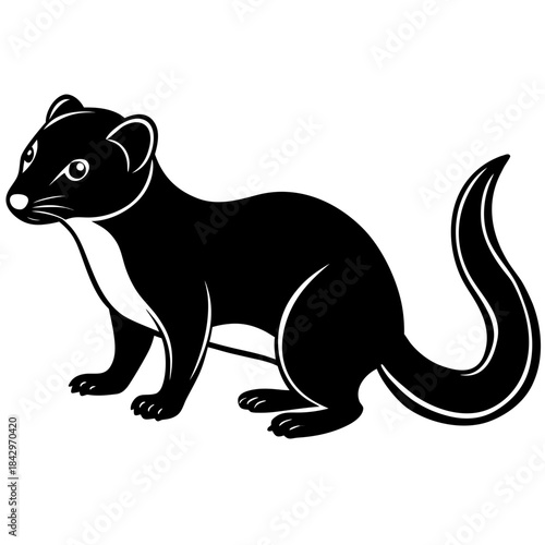 Dwarf Mongoose Silhouette Vector Illustration on White Background