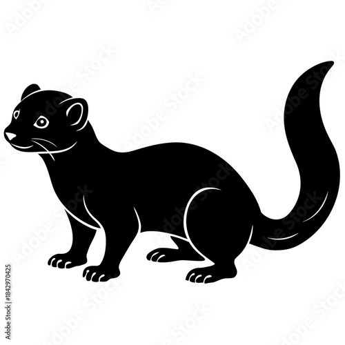 Dwarf Mongoose Silhouette Vector Illustration on White Background