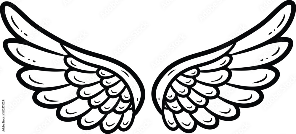 Obraz premium Angel Wings Outline Illustration