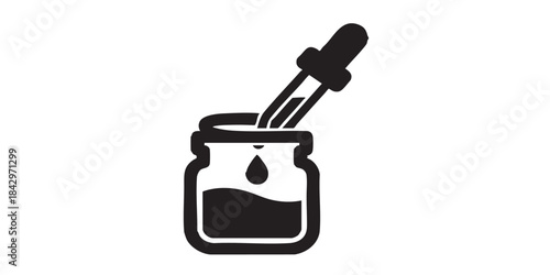 Jar with pipette solid icon, vaping concept. Vector graphics. Liquid filler sign on white background, style icon mobile or web design.
