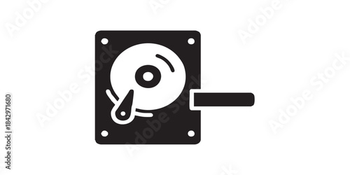 Hard disk drive thin line icon, cyber monday concept. Vector graphics. Media device for files storage, technology files sign on white background, style icon mobile or web design