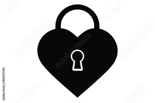 heart lock silhouette icon vector 