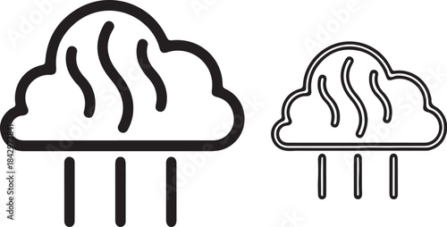 Cloud with rain in two sizes weather precipitation also transparent background