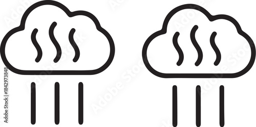 Cloud with rain outline and filled weather precipitation also transparent background