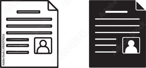 Resume document with profile symbol also transparent background