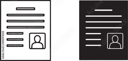 Resume document with profile symbol also transparent background