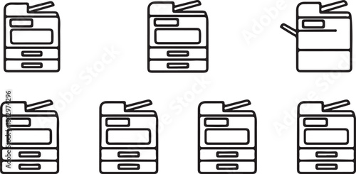 Seven office copier machines printer scanner also transparent background