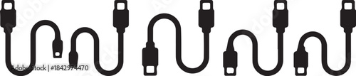 Wavy USB cables with connectors USB cable wire also transparent background