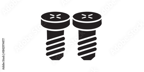 Two screws thin line icon, bolts concept. Vector graphics. Screws sign on white background, style icon mobile or web design.
