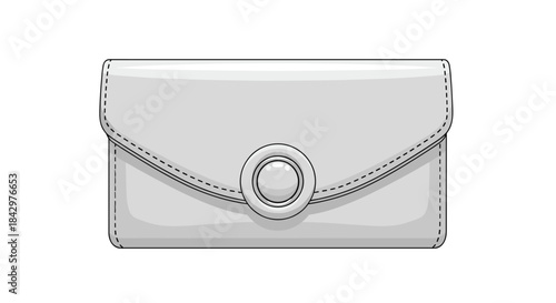 A simple drawing of a white clutch purse.