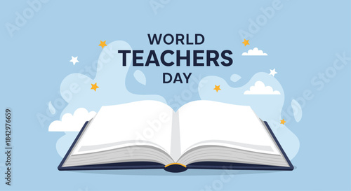 World teachers day illustration with an open book.