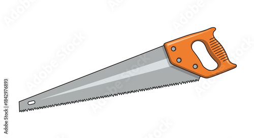 A hand saw with an orange handle.