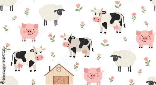 A pattern with farm animals.