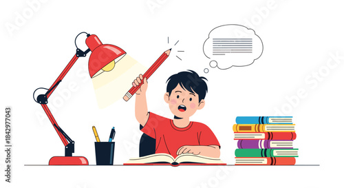 A student using a pencil while studying.