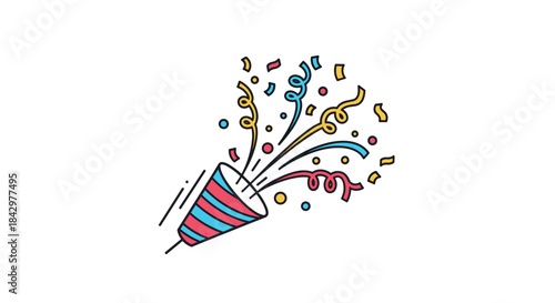 Celebratory illustration of a party popper, expressing fun and amusement.