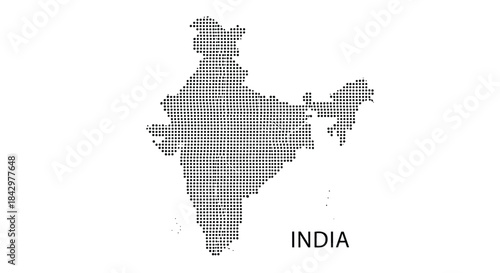 Map of India designed with a dot pattern, showing the country's geographical data.