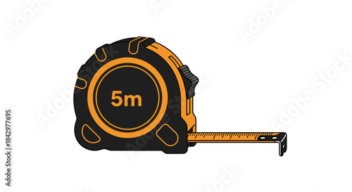 Illustration of a tape measure, highlighting measurement and precision in building.