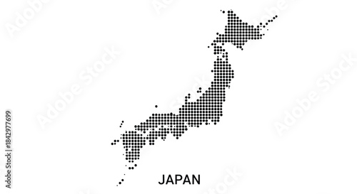 Map of Japan in a dot pattern, highlighting geography and location.