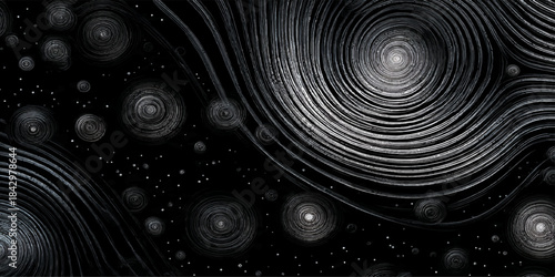 Digital blue fractal circle illustration with light and dark swirl pattern texture