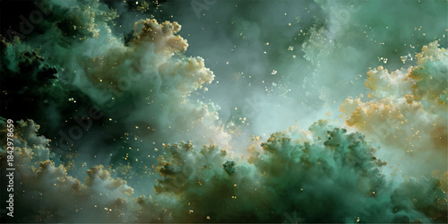 Underwater world loop view with fantasy nebula light and cosmos star texture