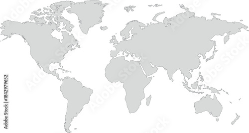 World Map – Global Countries Outline Vector
