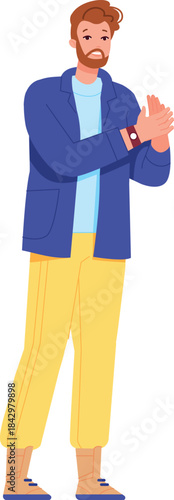 Applause gesture. Cheerful man approve gesture icon