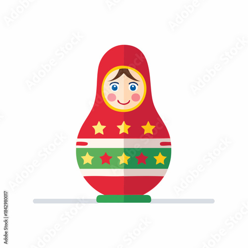 Bright Matryoshka Doll Illustration Traditional Russian Nesting Toy Souvenir Design