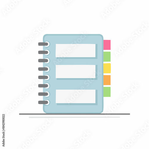 Pastel Notebook with Tabs for Organization Education or Personal Note Taking Vector Illustration