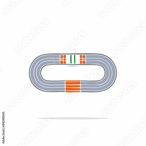 Overhead view of a running track vector illustration running sports oval shape line art