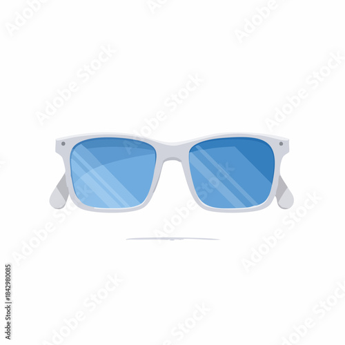 Stylish White Framed Sunglasses with Blue Lenses for Summer Holiday Protection and Fashion Accessory