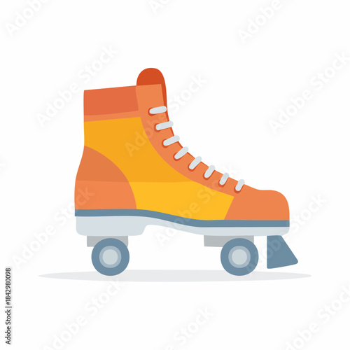 Illustration of a colorful roller skate with wheels for retro entertainment and outdoor recreation.