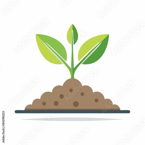 Seedling sprouting from soil heap illustrates growth and new beginnings, fresh green leaves symbolizing life cycle and gardening