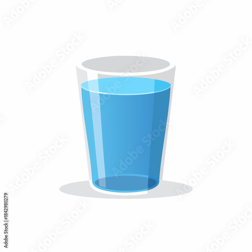 Glass of fresh water liquid illustration refreshment thirst quenching hydration vector flat design