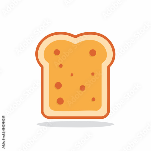 Cartoon slice of bread toast with butter vector illustration, food icon for bakery or breakfast menu