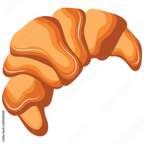 baked croissant icon with soft volume and smooth shapes, for menus and various food designs